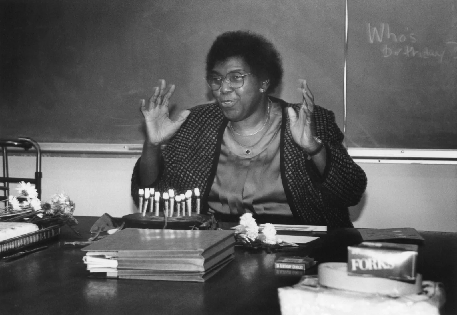 Barbara Jordan with birthday cake